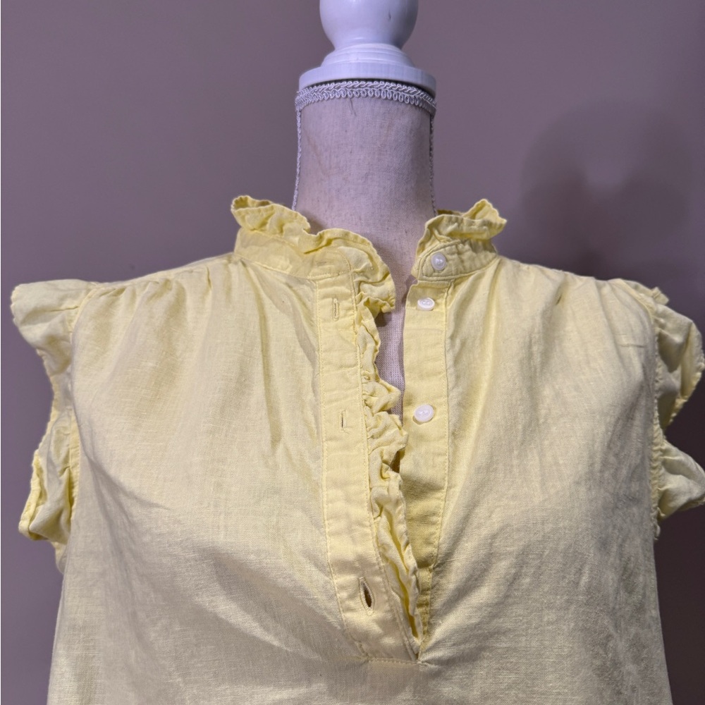 Yellow Ruffled Cap Sleeve Top - Picture 2 of 5
